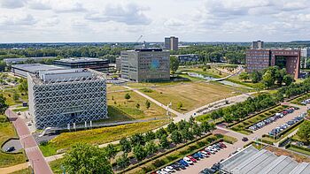 luchtfoto van Wageningen Campus